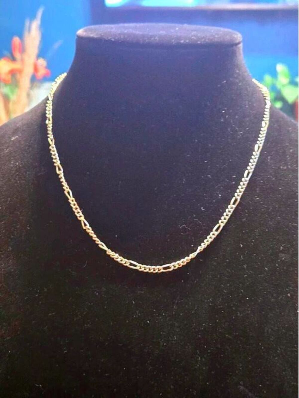 Vintage Gold Tone Figaro Link Chain Necklace 18.5 Inch